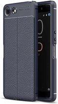 Litchi Texture TPU schokbestendig hoesje voor Sony Xperia XZ4 Compact (marineblauw)