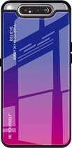 Voor Galaxy A80 Gradient Color Glass Case (Rood Blauw)