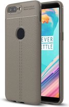 Hoesje voor Oneplus 5t, soft case in extra luxe Mat-Zwart TPU leer, backcover