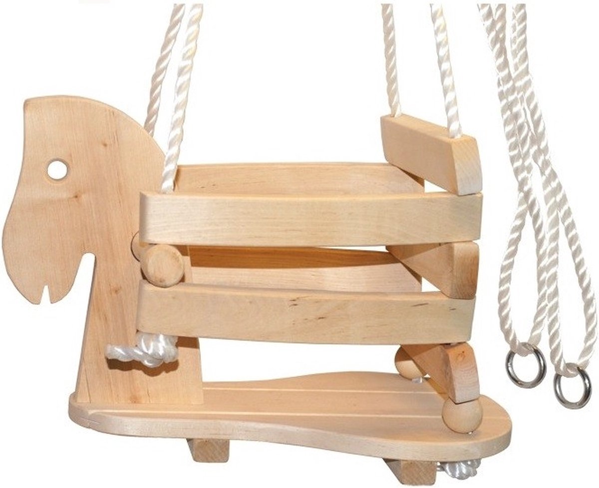 Babyschommel houten paard PP touwen (wit)
