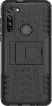 Motorola Moto G8 Hoesje - Mobigear - Tire Serie - Hard Kunststof Backcover - Zwart - Hoesje Geschikt Voor Motorola Moto G8