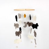 Mobiel Maan en Sterren 19x50cm - Vilten Figuren - Sjaal met Verhaal - Fairtrade - Decoratie voor boven Bed, Box of als Babykamer Accessoire