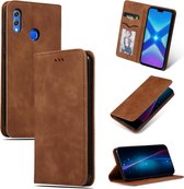 Retro skin feel zakelijke magnetische horizontale flip lederen case voor Huawei Honor 8X (bruin)