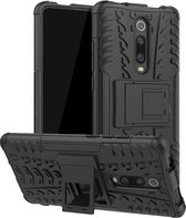 Bandtextuur TPU + PC schokbestendige beschermhoes met houder voor Geschikt voor Xiaomi Mi 9T / 9T Pro / Redmi K20 / K20 Pro (zwart)