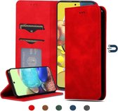 Voor Samsung Galaxy A71 5G Retro Skin Feel Business Magnetische Horizontale Flip Leren Case (Rood)