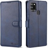 Voor Samsung Galaxy A21s AZNS Kalfsstructuur Horizontale Flip Leren Case met Houder & Kaartsleuven & Portemonnee & Fotolijst (Blauw)
