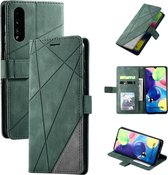 Voor Samsung Galaxy A70s Skin Feel Splicing Horizontale Flip lederen tas met houder & kaartsleuven & portemonnee & fotolijst (groen)