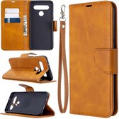 Voor LG K61 Retro Lamsvacht Textuur Pure Kleur Horizontale Flip PU Lederen Case met Houder & Kaartsleuven & Portemonnee & Lanyard (Geel)