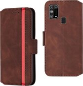 Voor Samsung Galaxy M31 Retro Frosted Oil Side Horizontal Flip Case met houder en kaartsleuven (wijnrood)