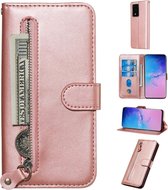 Voor Galaxy S20 Ultra Fashion Calf Texture Zipper Horizontal Flip Leather Case met Stand & Card Slots & Wallet-functie (Rose Gold)