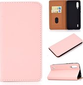 Voor Xiaomi Mi CC9e effen kleur magnetische horizontale flip lederen tas met kaartsleuf en houder (roze)