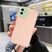 Voor iPhone 11 Fine Hole Series TPU + acryl anti-fall spiegel telefoon beschermhoes (roze groen)