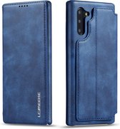 Voor Galaxy A20 Hon Ancient Series lederen tas met kaartsleuven en houder en portemonnee (blauw)