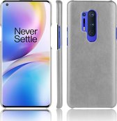 Voor OnePlus 8 Pro Shockproof Litchi Texture PC + PU Case (grijs)