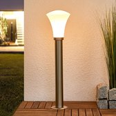 Lindby - buitenlamp - 1licht - roestvrij staal, glas - H: 72 cm - E27 - roestvrij staal, wit