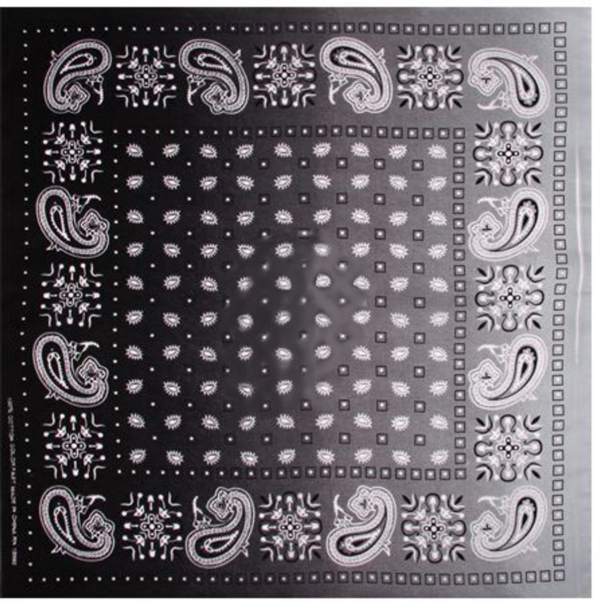 Haarband Bandana Zakdoek Paisley Zwart Grijs