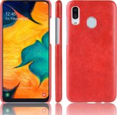 Shockproof Litchi Texture PC + PU Case voor Galaxy A20e (rood)