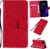 Geperst afdrukken Zonnebloempatroon Horizontale flip PU lederen tas voor iPhone 11, met houder & kaartsleuven & portemonnee en draagkoord