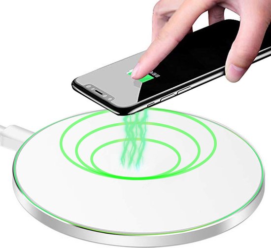 MMOBIEL Draadloze QI Aluminium Oplader - Snelle Laadmodus - 5W / 7.5W / 10W - WIT - voor iPhone / Samsung / Airpods / QI geschikte Smartphones