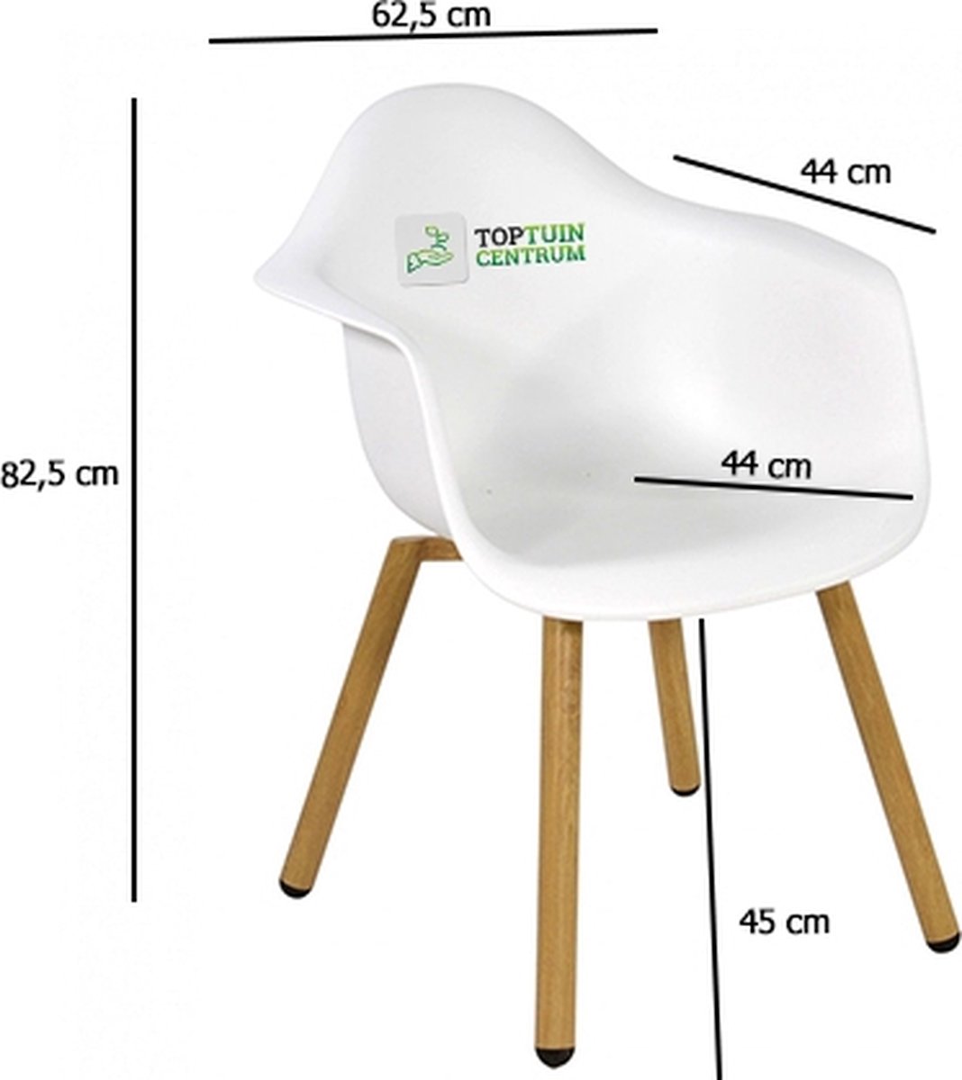 Lesli Living Chaise bistro Montreux - Blanc - 62,5x44x82,5cm - Set de 4