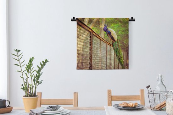 Tapisserie - Paon - Ressorts - Clôture - 60x60 cm - Tapisserie