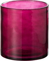 J-Line Windlicht Rond Bellen Glas Fuchsia Small