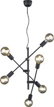 LED Hanglamp - Nitron Ross - E27 Fitting - 6-lichts - Rond - Mat Zwart - Aluminium