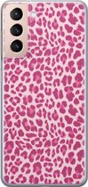 Samsung Galaxy S21 Plus hoesje siliconen - Luipaard roze - Soft Case Telefoonhoesje - Luipaardprint - Roze