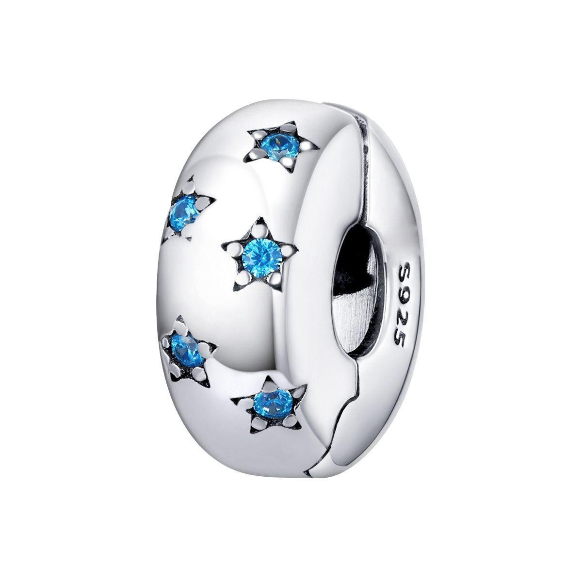 spacer met blauwe sterren bead zirkonia | bead | Zilverana | geschikt voor alle bekende merken bedel armbanden | 925 zilver | moederdag - Zilverana