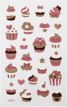 Glitter stickers, cupcakes, 10x16 cm, 1 vel