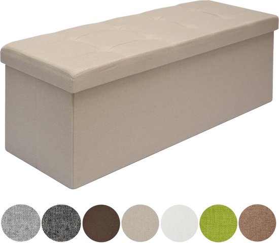 120L Opbergbank met Zitting - 110x38x38 Opvouwbare Bank - Gestoffeerde Opvouwbank met Opbergvak