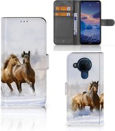 GSM Hoesje Nokia 5.4 Wallet Book Case Paarden