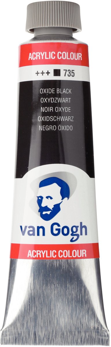 Van Gogh Acrylverf Zwart - Acrylpaint - 735 Oxydzwart - Acrylic Verf Paint - Acrylaatverf - Zwarte Hobbyverf - Watergedragen Verf - Sneldrogende Pigmentrijke Verf - 40ml