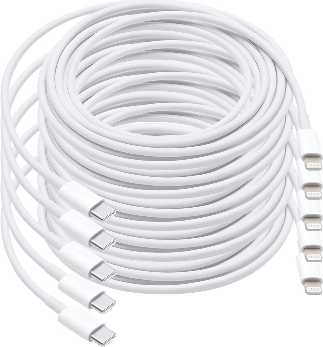 MMOBIEL 5 Stuks USB – C naar 8 Pin Lightning Kabel 1 meter - Geschikt voor Smartphone - Opladen Telefoon