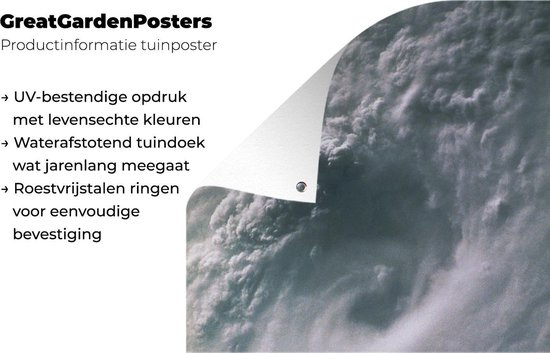 Photo satellite de l'affiche de jardin Nuages d'ouragan sur terre 80x120 cm - Toile de jardin / Toile d'extérieur / Peintures pour l'extérieur (décoration de jardin)