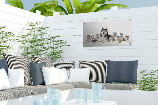 Affiche de jardin Mère avec chiots toile en vrac 60x30 cm - petit - Toile de jardin / Toile d'extérieur / Peintures pour l'extérieur (décoration de jardin)