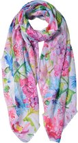 Juleeze Sjaal Dames Print 80x180 cm Roze Blauw Synthetisch Shawl Dames Cadeau voor haar