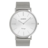 OOZOO Vintage series - Zilveren horloge met zilveren metalen mesh armband - C9904 - Ø44