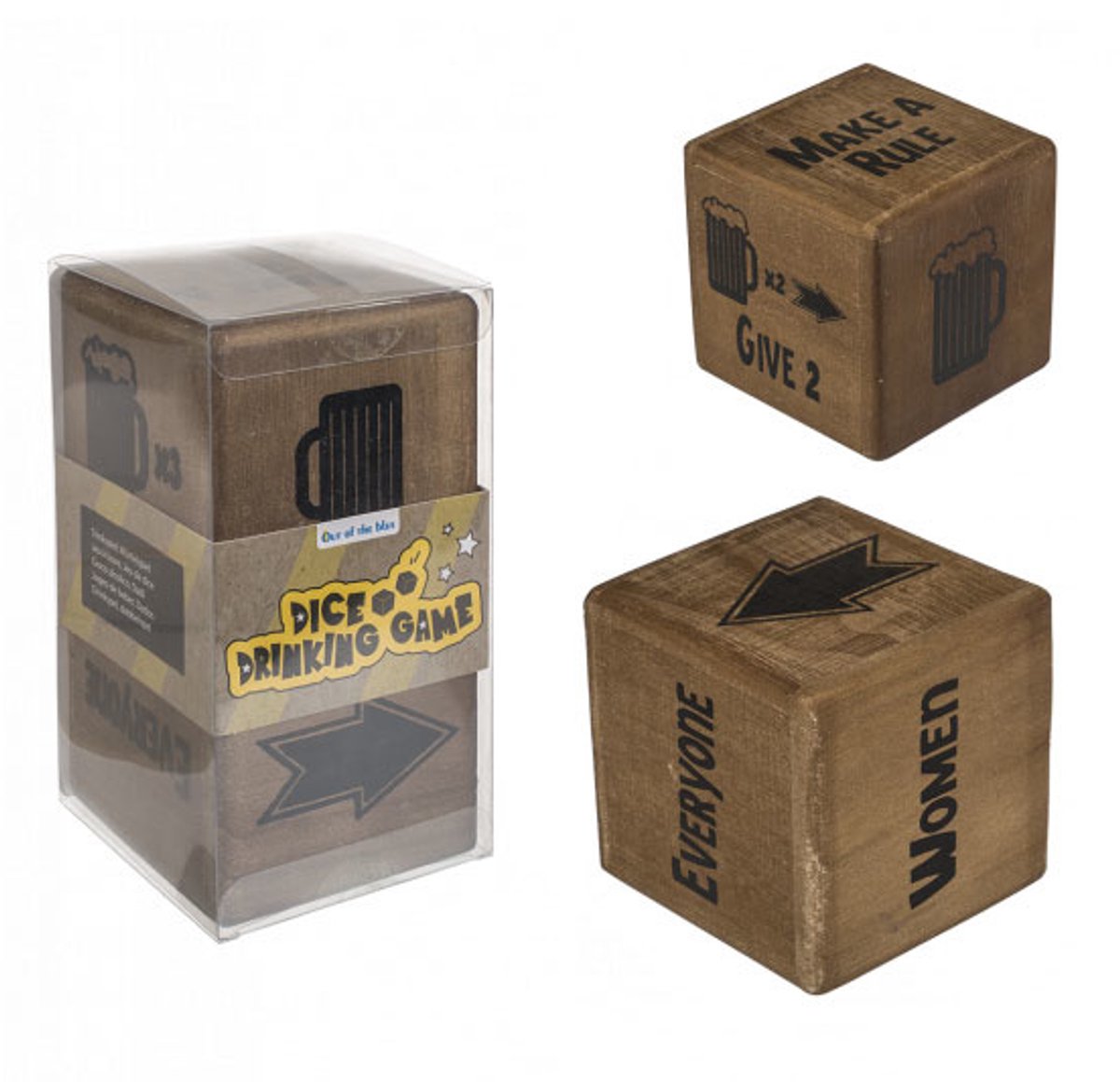 XXL Houten Drank Dobbelstenen - Set van 2 - Drankspel