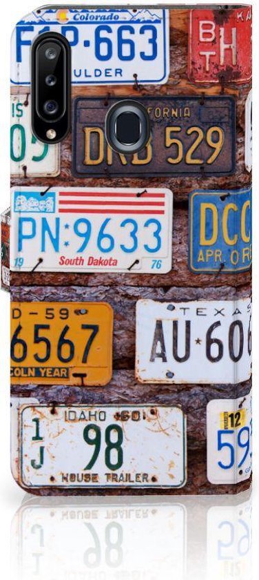 PU Premium Housse pour Samsung Galaxy A20s Portefeuille Plaques D'Immatriculation