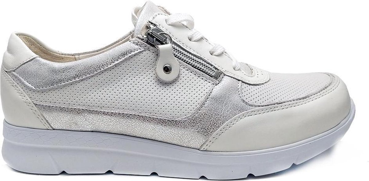Waldläufer Dames Veterschoen 661003309663 Wit/Zilver Wijdte K