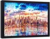 Foto in frame , Abstracte Skyline New York ,70x100cm , Multikleur , wanddecoratie