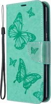 Huawei Y6p Hoesje - Mobigear - Butterfly Serie - Kunstlederen Bookcase - Turquoise - Hoesje Geschikt Voor Huawei Y6p