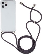Mobigear Telefoonhoesje geschikt voor Apple iPhone 12 Pro Max Flexibel TPU | Mobigear Lanyard Hoesje met koord - Transparant /Grijs | Transparant,grijs