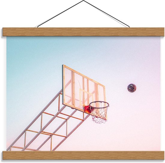 Schoolplaat – Scorend Punt Basketbal - 40x30cm Foto op Textielposter (Wanddecoratie op Schoolplaat)