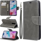 Voor xiaomi redmi 8 lamsvacht textuur pure kleur horizontale flip pu lederen case met houder & kaartsleuven & portemonnee & lanyard (grijs)