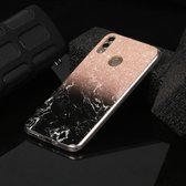 Voor Huawei Honor 8C marmeren patroon Soft TPU beschermhoes (rose goud zwart)