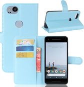 Voor Google Pixel 2 Litchi Texture horizontale flip lederen tas met houder & kaartsleuven & portemonnee (blauw)