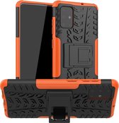 Voor Galaxy A71 Tire Texture Shockproof TPU + PC beschermhoes met houder (oranje)