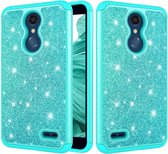 Glitter poeder contrast huid schokbestendig siliconen + pc beschermhoes voor lg k10 2018 / k30 (groen)